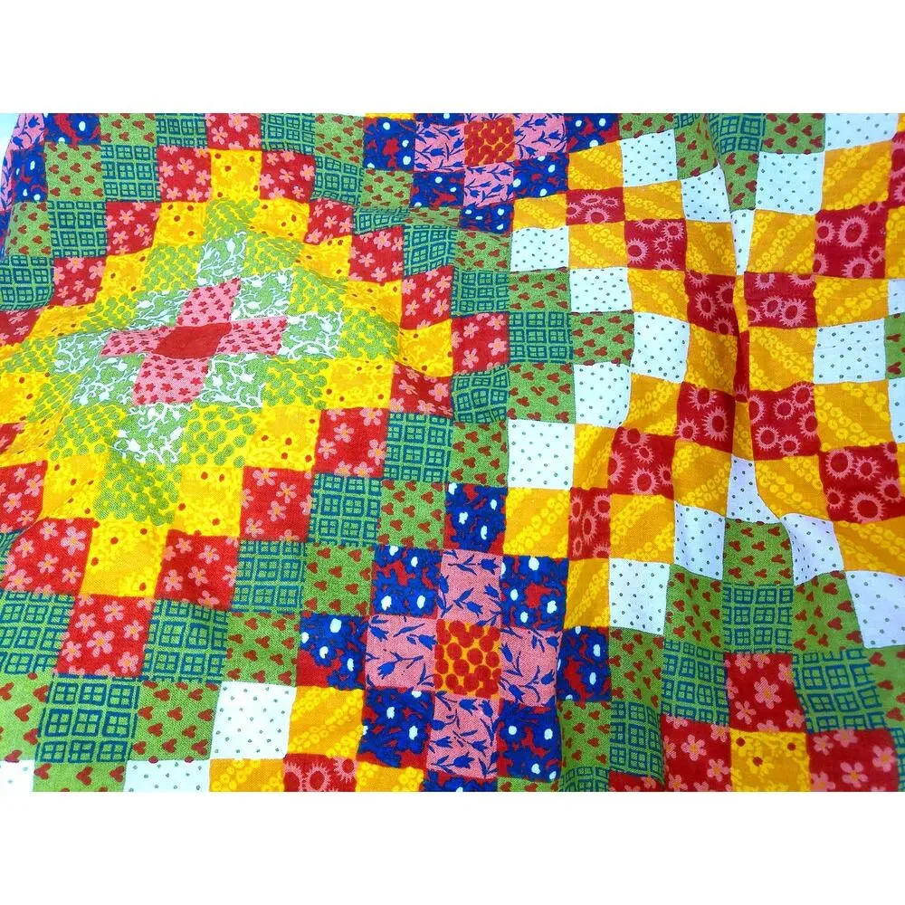 Vintage 1970s Gloria Vanderbilt Bloomcraft Patchwork Cotton Fabric 4 Yards Craft
